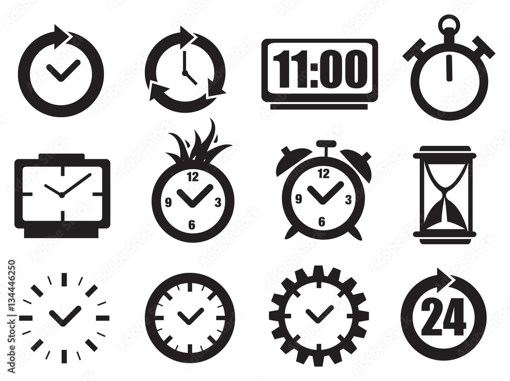Clock and Time Vector Icon Set Clock and Time Vector Icon Set