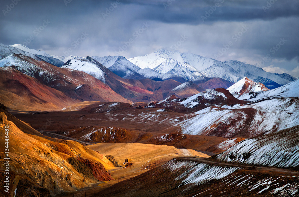 Pamir mountains. The view from the pass Akbaital. Tajikistan