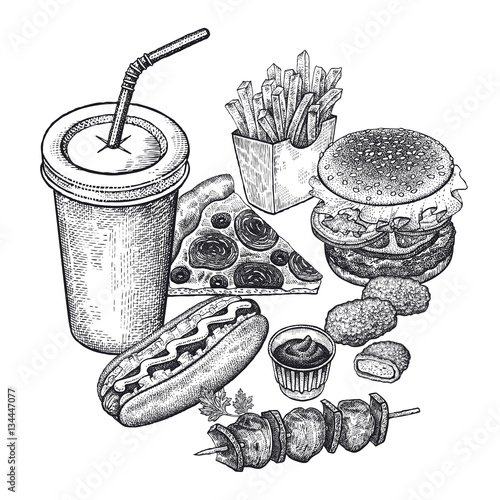 Vector set of fast food.
