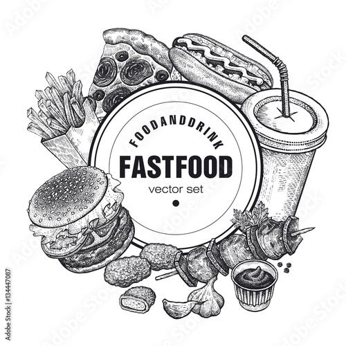 Vector set of fast food.