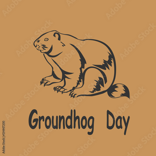 vector illustration marmot icon. Groundhog Day