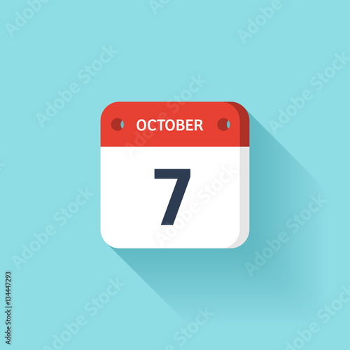 Free Download October 7. Isometric Calendar Icon With Shadow.Vector Illustration,Flat Style.Month and Date.Sunday,Monday,Tuesday,Wednesday,Thursday,Friday,Saturday.Week,Weekend,Red Letter Day. Holidays 2017. - GFXLoad