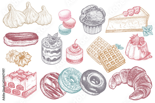 Vector set sweets and desserts.