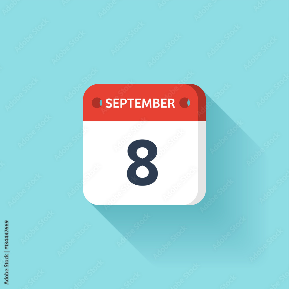 September 8. Isometric Calendar Icon With Shadow.Vector Illustration,Flat Style.Month and Date.Sunday,Monday,Tuesday,Wednesday,Thursday,Friday,Saturday.Week,Weekend,Red Letter Day. Holidays 2017. September 8. Isometric Calendar Icon With Shadow.Vector Illustration,Flat Style.Month and Date.Sunday,Monday,Tuesday,Wednesday,Thursday,Friday,Saturday.Week,Weekend,Red Letter Day. Holidays 2017.