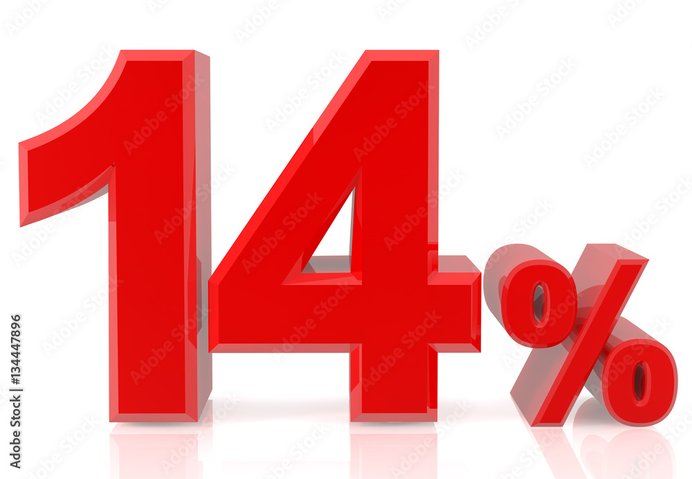 fourteen percent red 3d rendering fourteen percent red 3d rendering