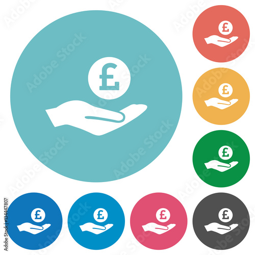 Pound earnings flat round icons