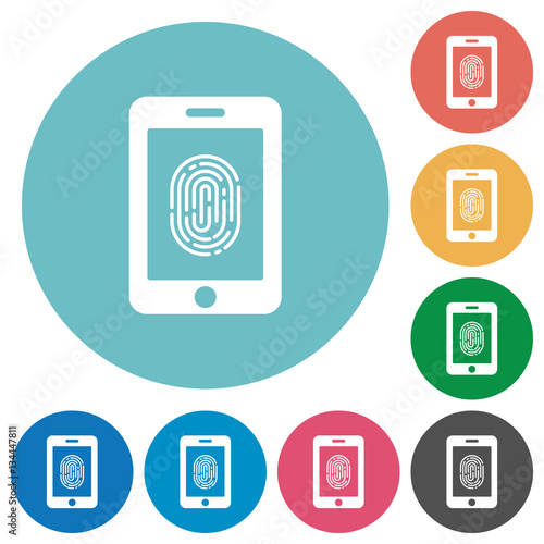Smartphone fingerprint identification flat round icons