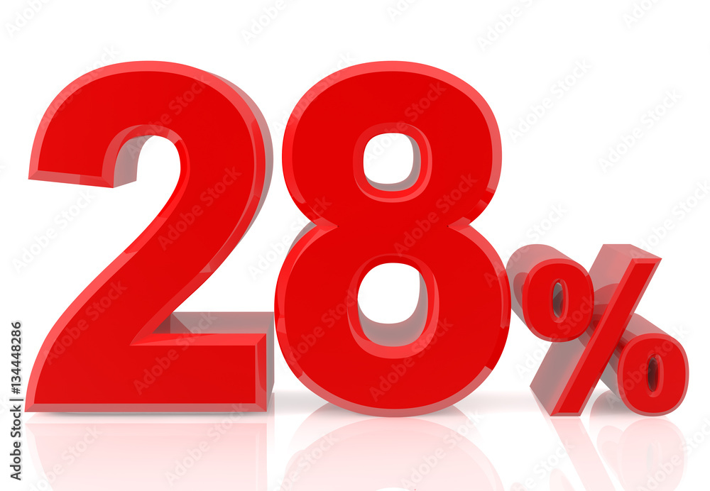 twenty eight percent red 3d rendering twenty eight percent red 3d rendering
