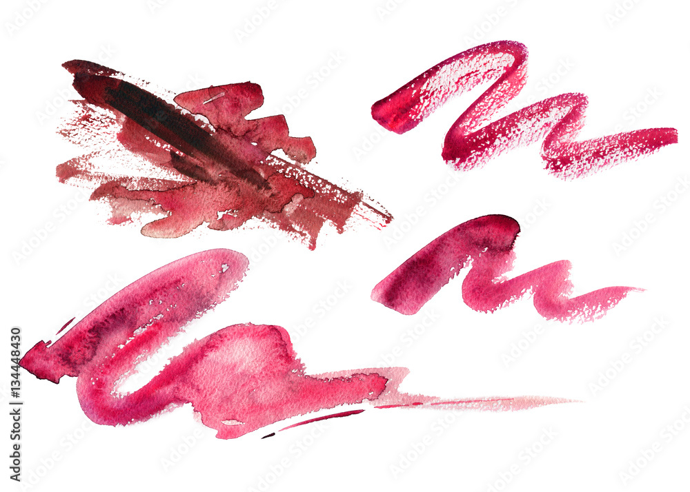 Set of hand drawn watercolor brush strokes. Red, crimson and magenta colors. Juicy and bright colors. It can be used for wrap, wallpaper, website, pattern, decor, print. Set of hand drawn watercolor brush strokes. Red, crimson and magenta colors. Juicy and bright colors. It can be used for wrap, wallpaper, website, pattern, decor, print.