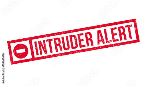 Intruder Alert rubber stamp. Grunge design with dust scratches. Effects can be easily removed for a clean, crisp look. Color is easily changed.