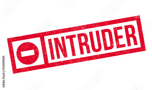 Intruder rubber stamp. Grunge design with dust scratches. Effects can be easily removed for a clean, crisp look. Color is easily changed.