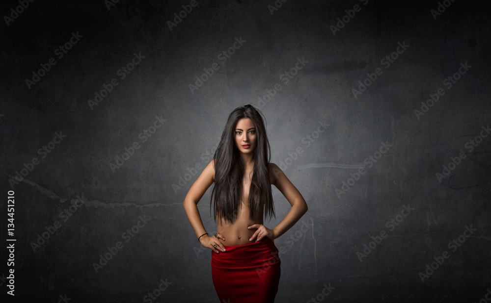 girl hiding body with hair