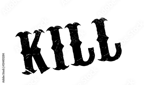 Kill rubber stamp. Grunge design with dust scratches. Effects can be easily removed for a clean, crisp look. Color is easily changed.