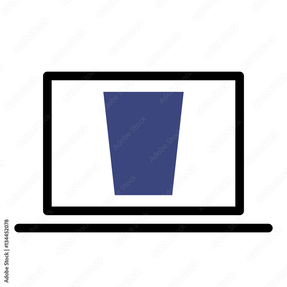 Bin icon - Flat design, glyph style icon - Blue enclosed in a computer Bin icon - Flat design, glyph style icon - Blue enclosed in a computer