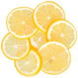 Ripe lemon cut top view isolated