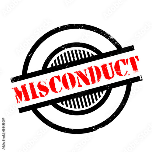 Misconduct rubber stamp. Grunge design with dust scratches. Effects can be easily removed for a clean, crisp look. Color is easily changed.