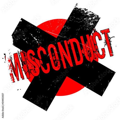 Misconduct rubber stamp. Grunge design with dust scratches. Effects can be easily removed for a clean, crisp look. Color is easily changed.