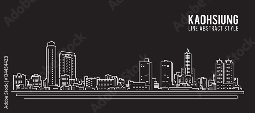 Cityscape Building Line art Vector Illustration design - Kaohsiung city photo