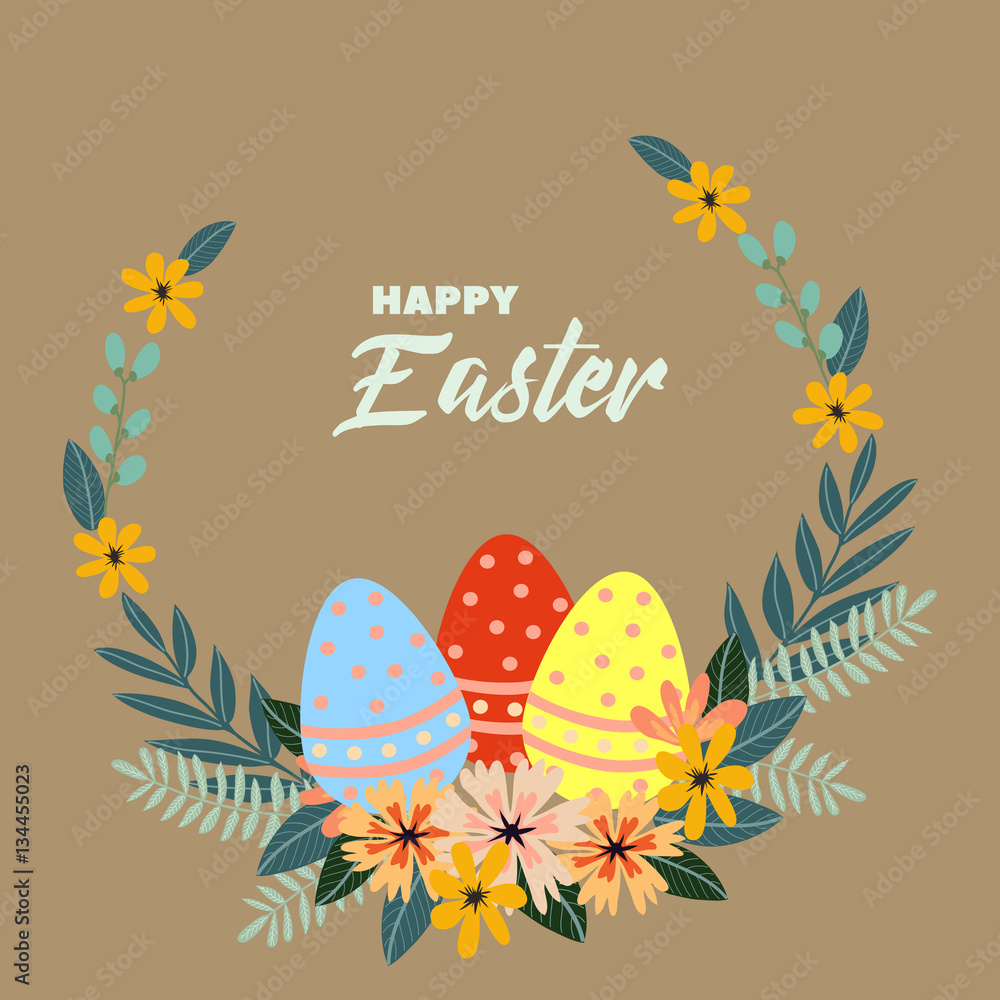 Happy Easter vector vintage holiday floral background.