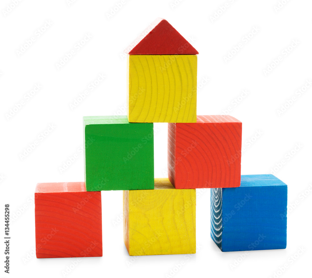 Wooden colored building pyramid of cubes toys Wooden colored building pyramid of cubes toys