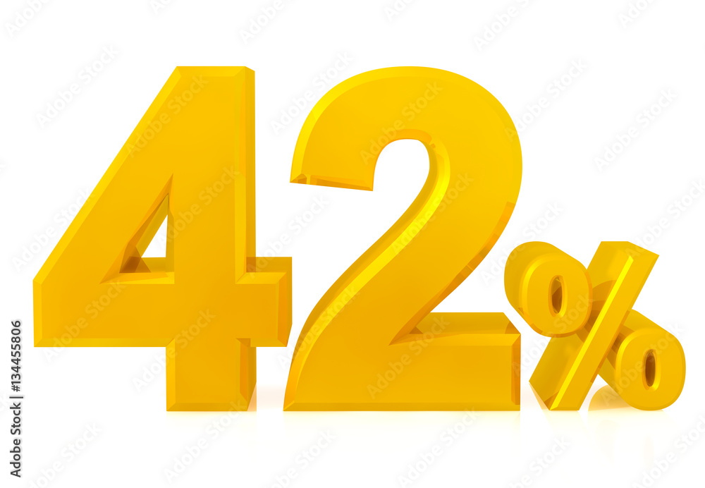 Fourty two percent gold 3d rendering Fourty two percent gold 3d rendering