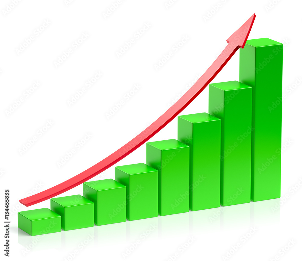 Growing green bar chart business success concept Growing green bar chart business success concept