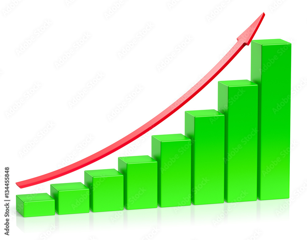 Green growing bar chart business success concept Green growing bar chart business success concept