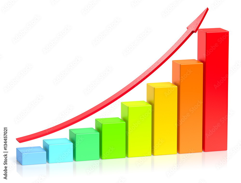 Colorful growing bar chart business success concept Colorful growing bar chart business success concept