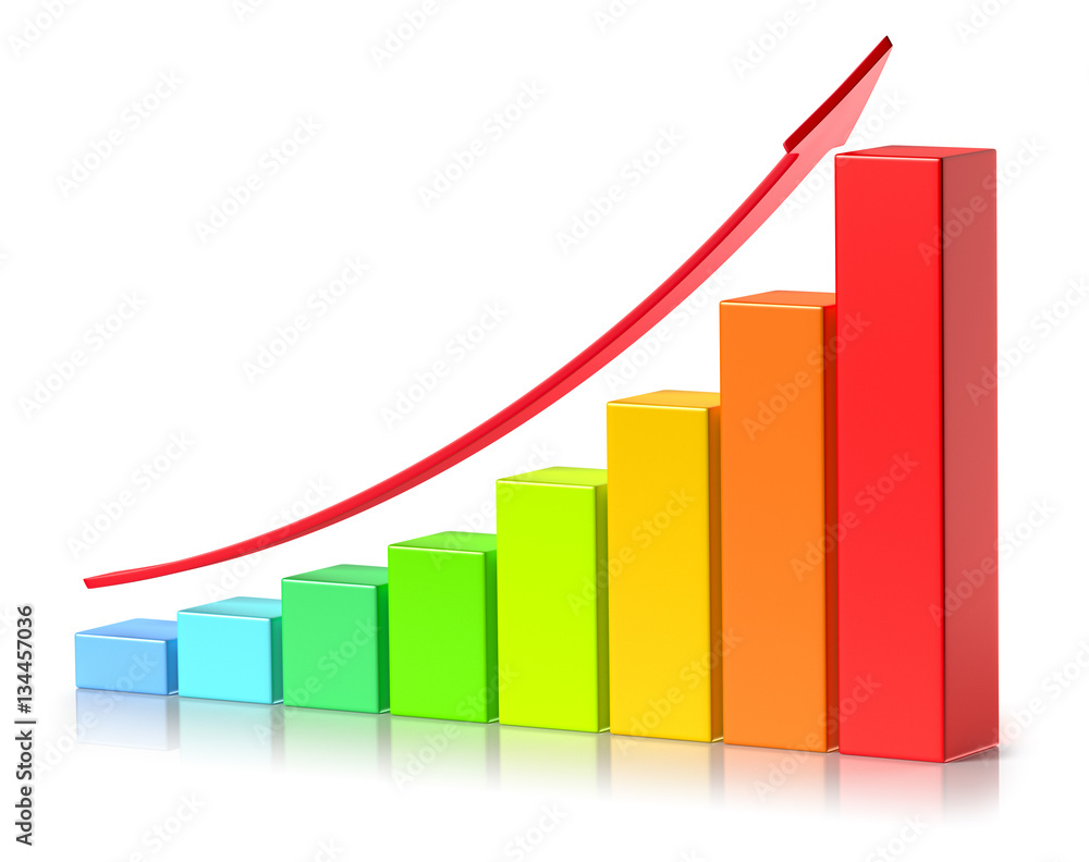 Bright colorful growing bar chart business success concept Bright colorful growing bar chart business success concept