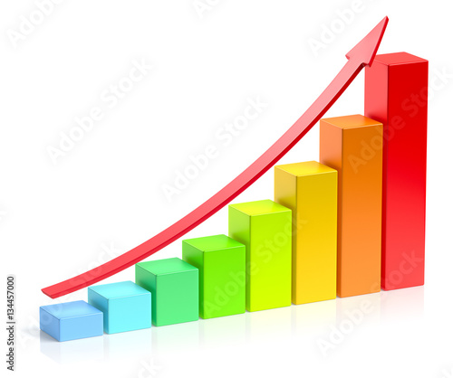 Growing colorful bar chart with red arrow business success conce Free Download Growing colorful bar chart with red arrow business success conce - GFXLoad