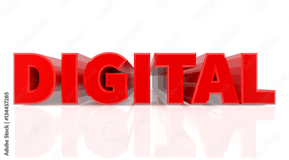 3D DIGITAL word on white background 3d rendering