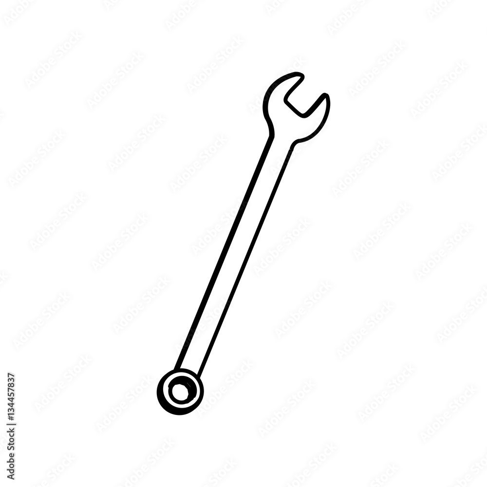 contour line monochrome with wrench vector illustration contour line monochrome with wrench vector illustration