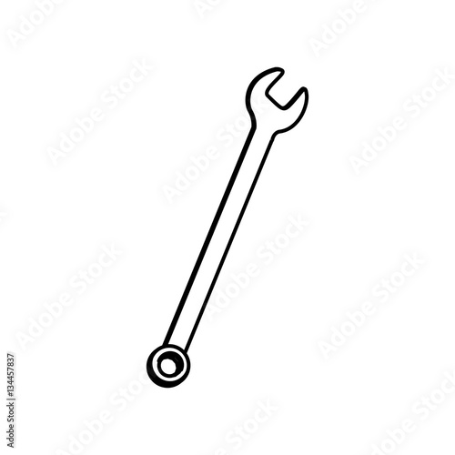 contour line monochrome with wrench vector illustration © grgroup