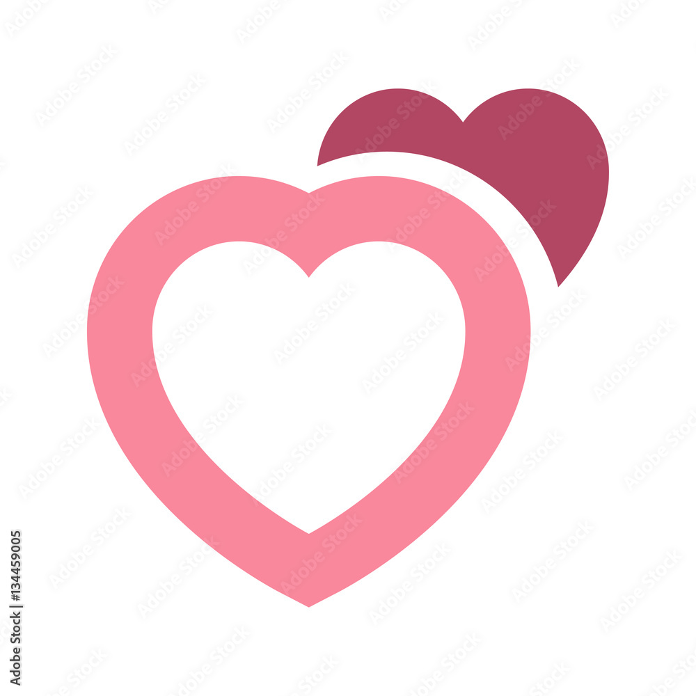 Icono plano corazones rosa en fondo blanco Icono plano corazones rosa en fondo blanco