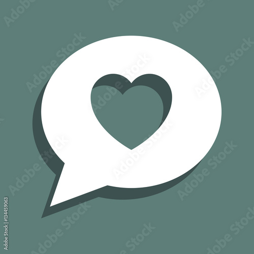 Icono plano mensaje corazon en fondo gris