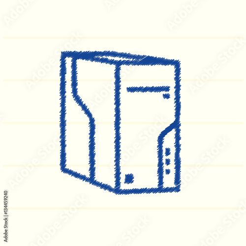 Computer case chassis minimalistic vector icon for web design an