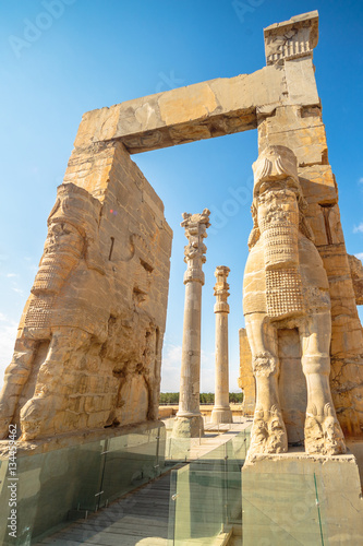 Gate of All Nations or Gate of Xerxes in the ruins of ancient Persepolis capital of Achaemenid Empire in Shiraz, Iran.