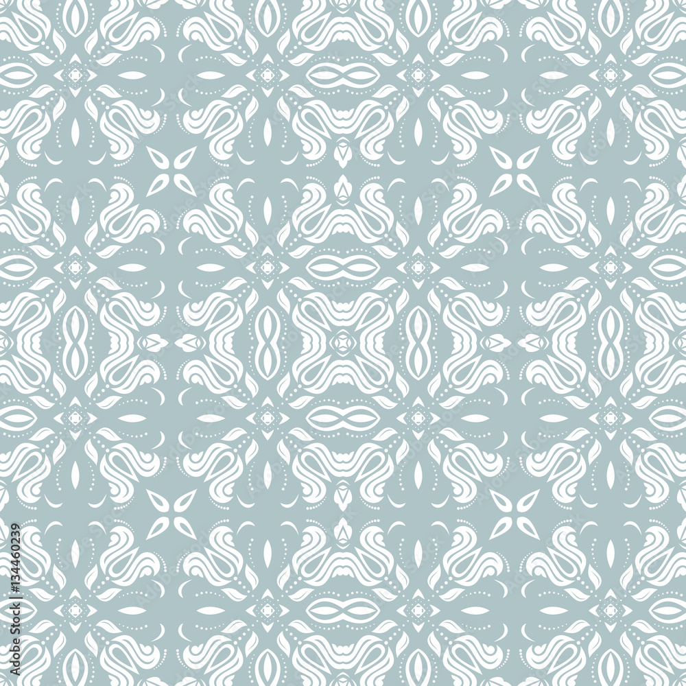Elegant classic pattern. Seamless abstract background with repeating elements. Light blue and white pattern