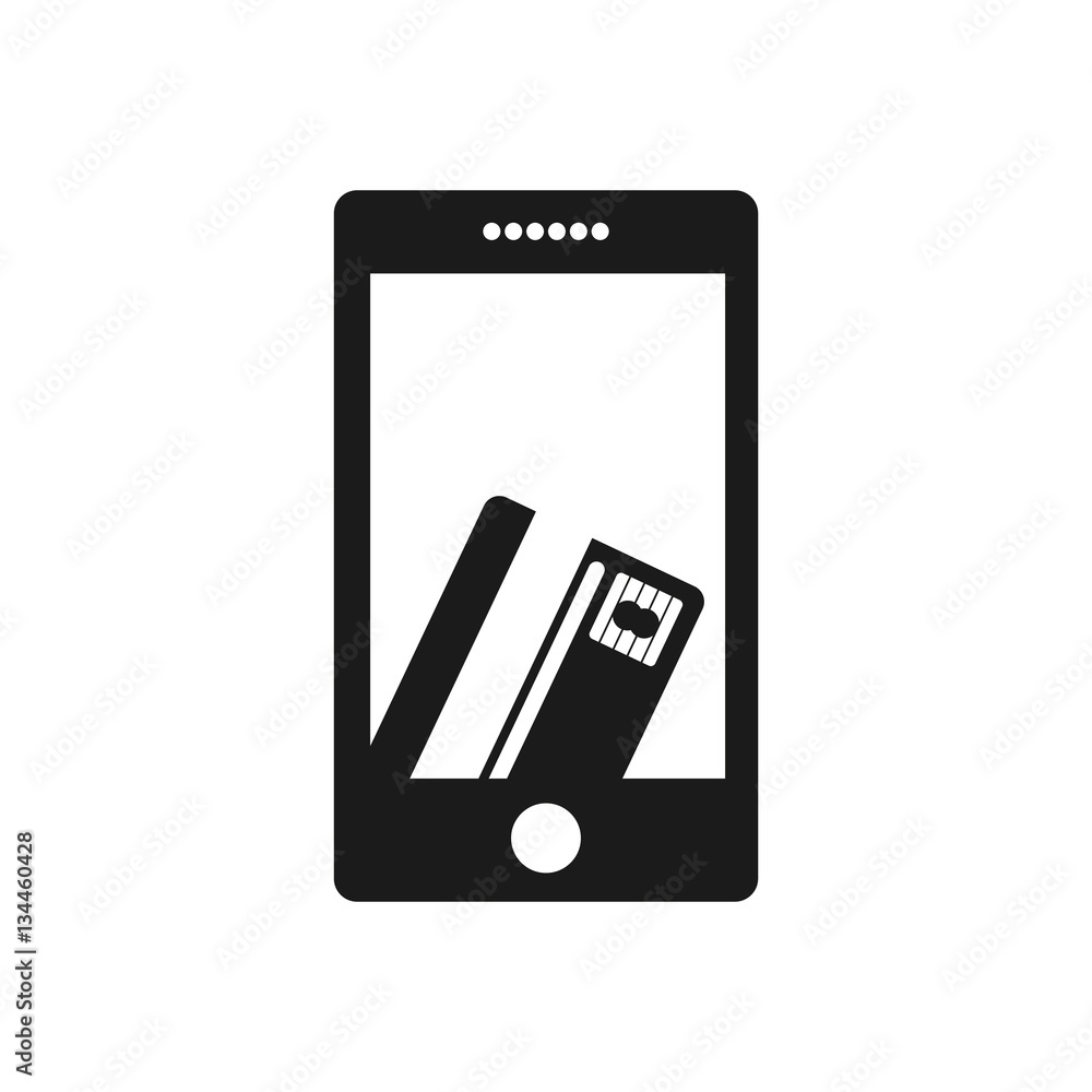 monochrome cellphone with display with credit card in hand vector illustration monochrome cellphone with display with credit card in hand vector illustration