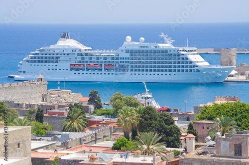 Cruise ship in Rhodes port, Greece