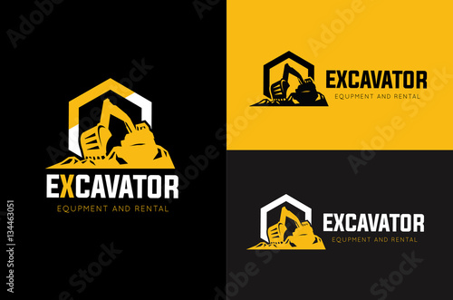 Backhoe and excavator logo template.