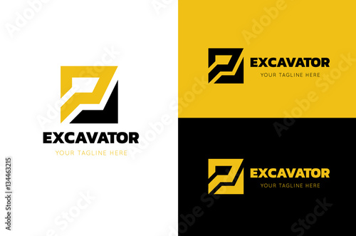 Backhoe and excavator logo template.