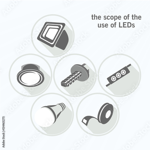 a set of LED lighting accessories. icon on a gray background.