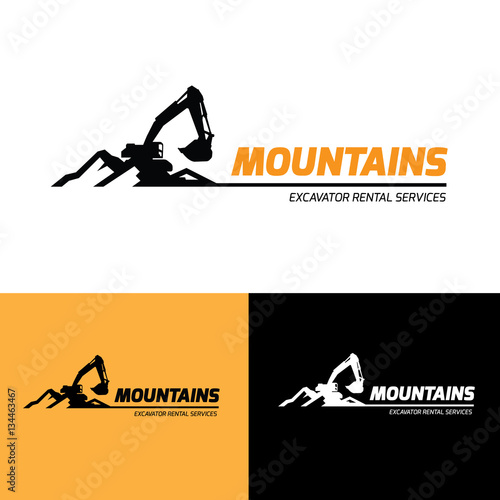Backhoe and excavator logo template.