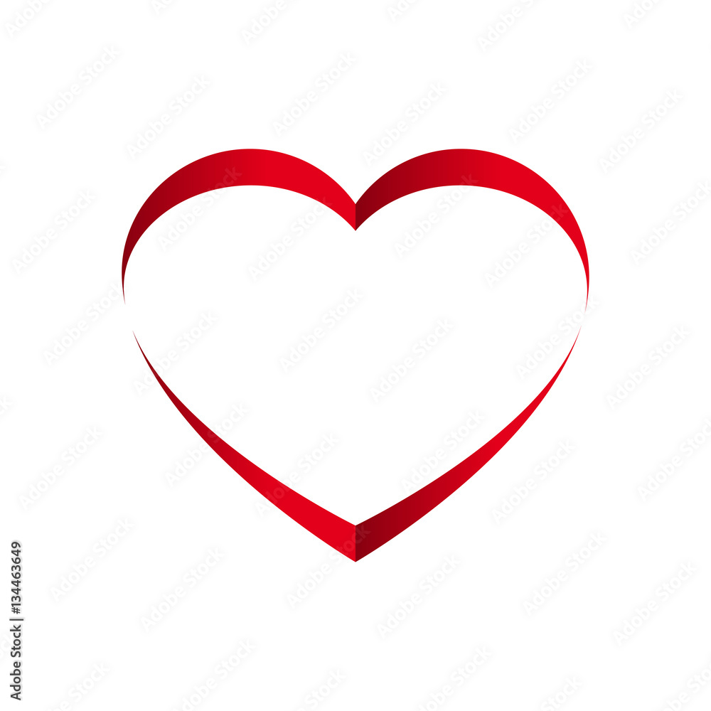 Heart ribbon flat. St. Valentine's Day concept. Vector Illustration