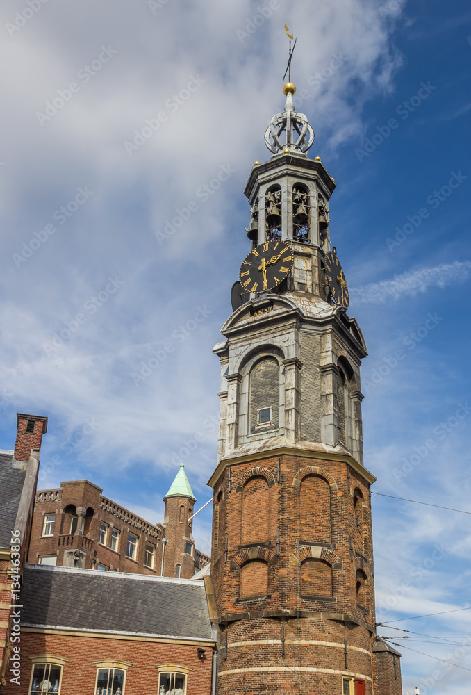 Historical tower Munttoren in the center of Amsterdam