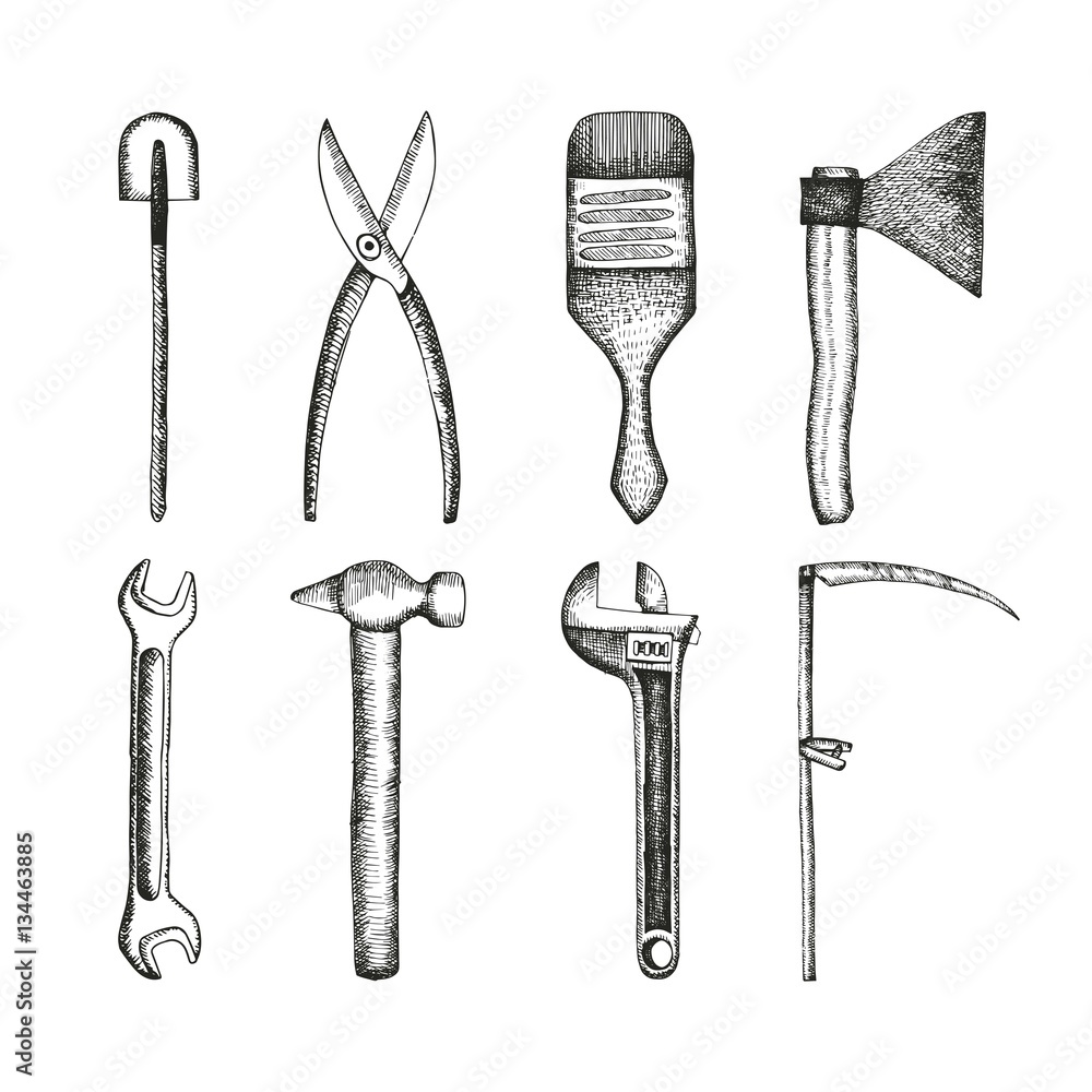 set of tools for the farming of sketches. vector illustration set of tools for the farming of sketches. vector illustration