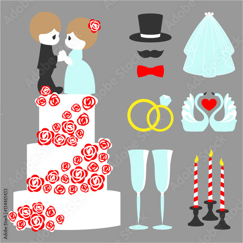 Vector illustration of wedding color symbol set