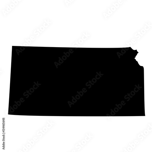 Kansas black map on white background