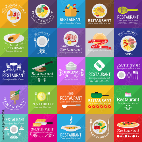 Food Icons Set-Isolated On Mosaic Background.Vector Illustration,Graphic Design.For Web Site,App,Print,Presentation Templates,Mobile Applications And Promotional Materials.Top View Concept,Text Letter